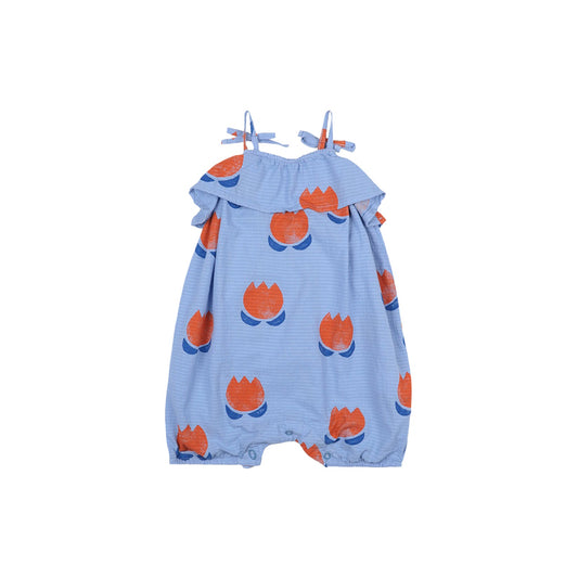 Baby Girls Blue Printing Cotton Romper
