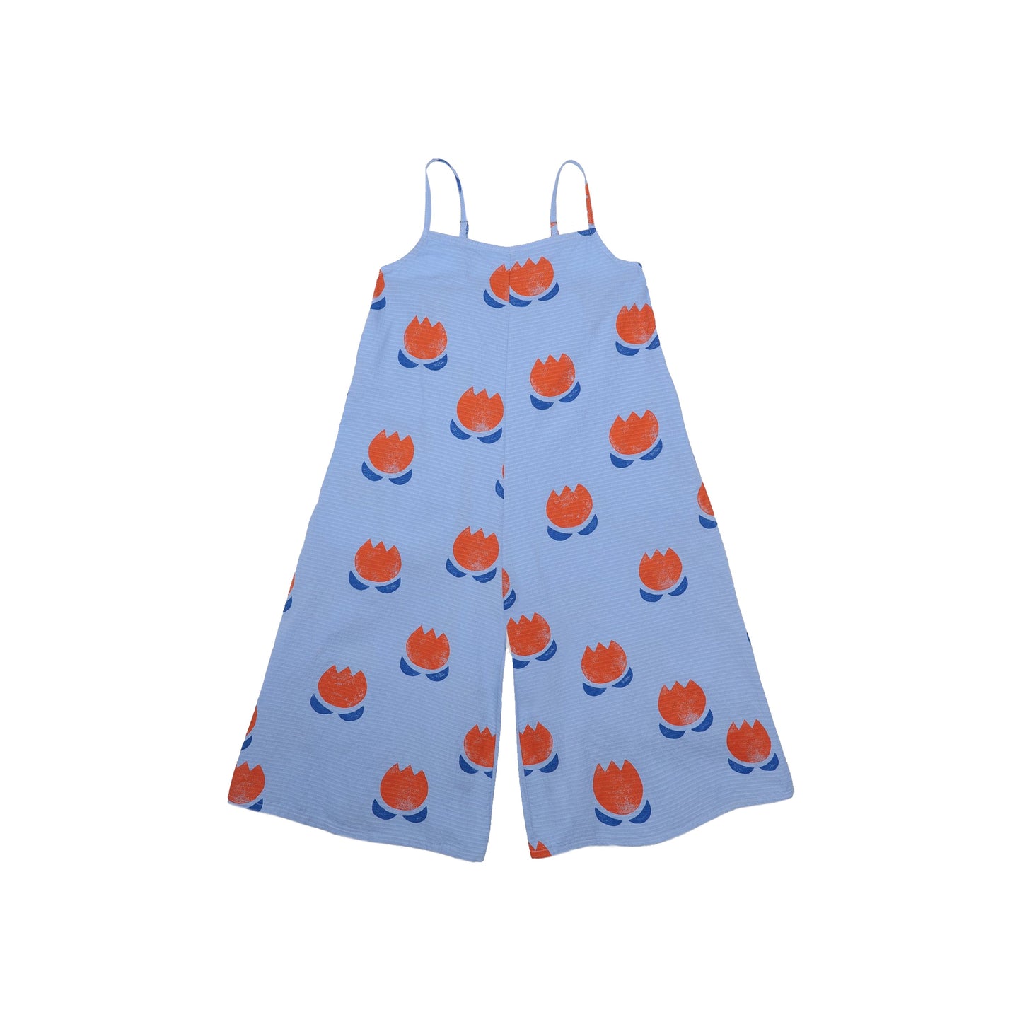 女童蓝色印花棉连体裤