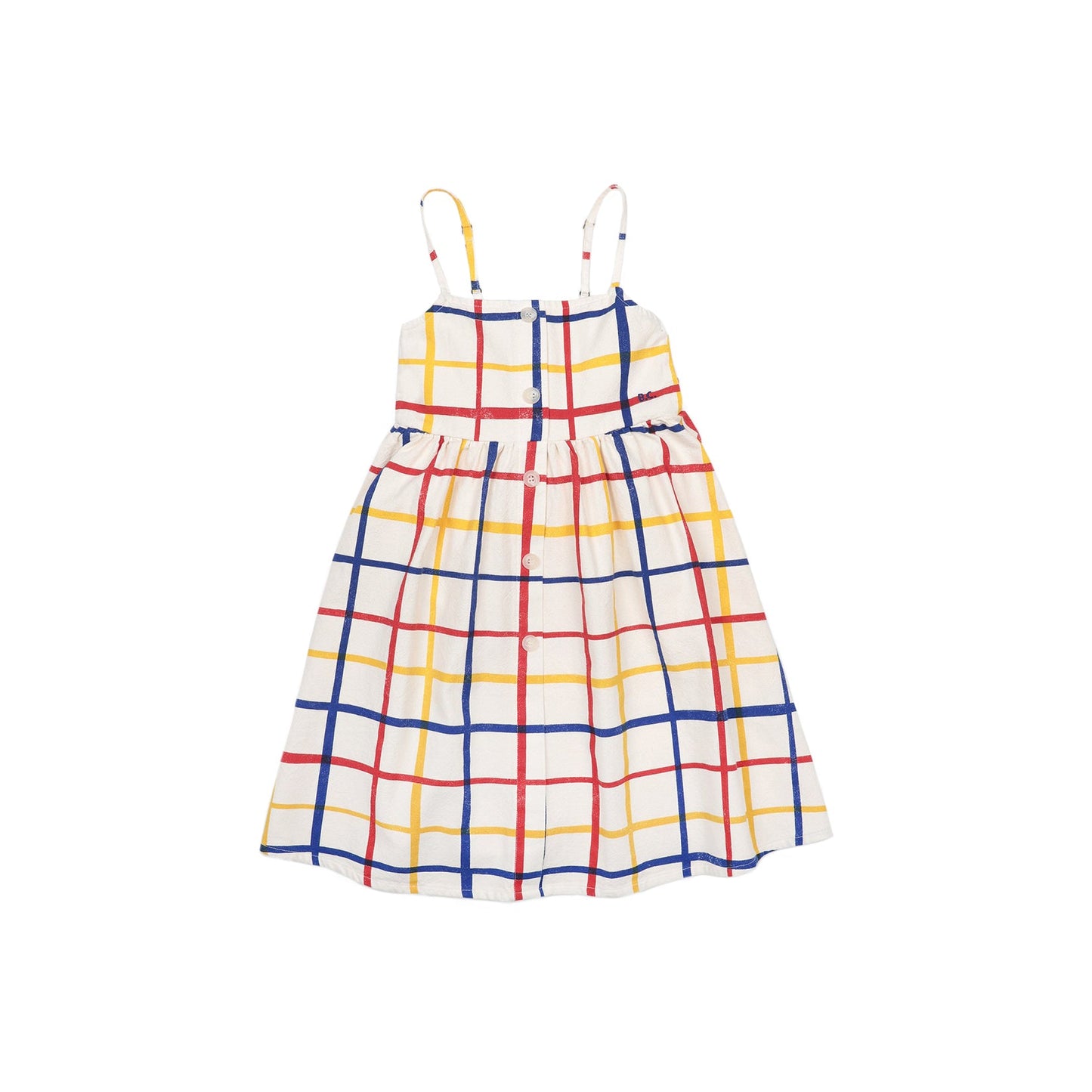 Girls Cream Check Cotton Dress