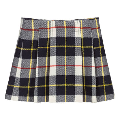 Girls White Check Skirt