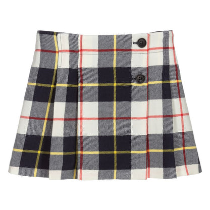 Girls White Check Skirt