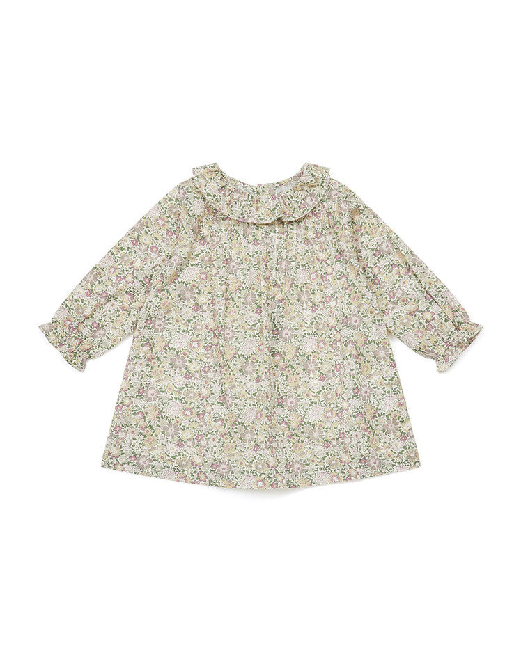 女婴玫瑰粉棉连衣裙