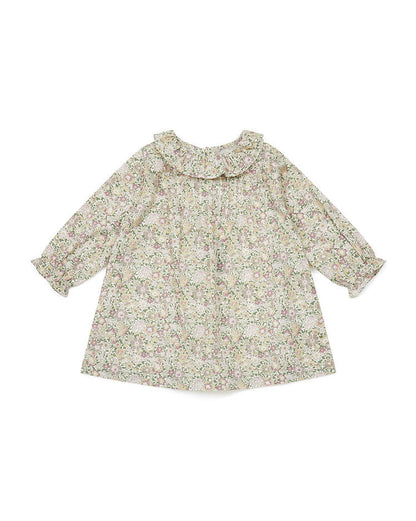 女婴玫瑰粉棉连衣裙