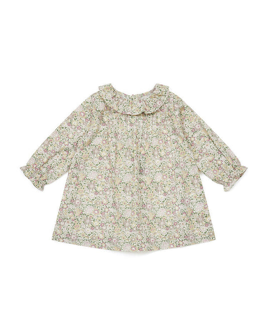 女婴玫瑰粉棉连衣裙