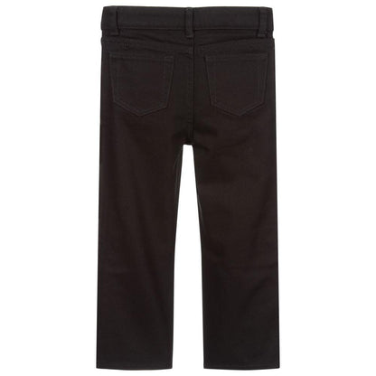 Boys Black Logo Cotton Trousers