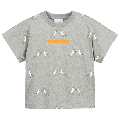 Girls Grey Melange Cotton T-Shirt