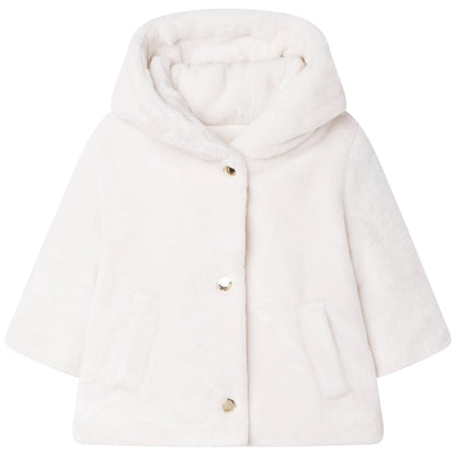 Baby Girls White Hooded Coat