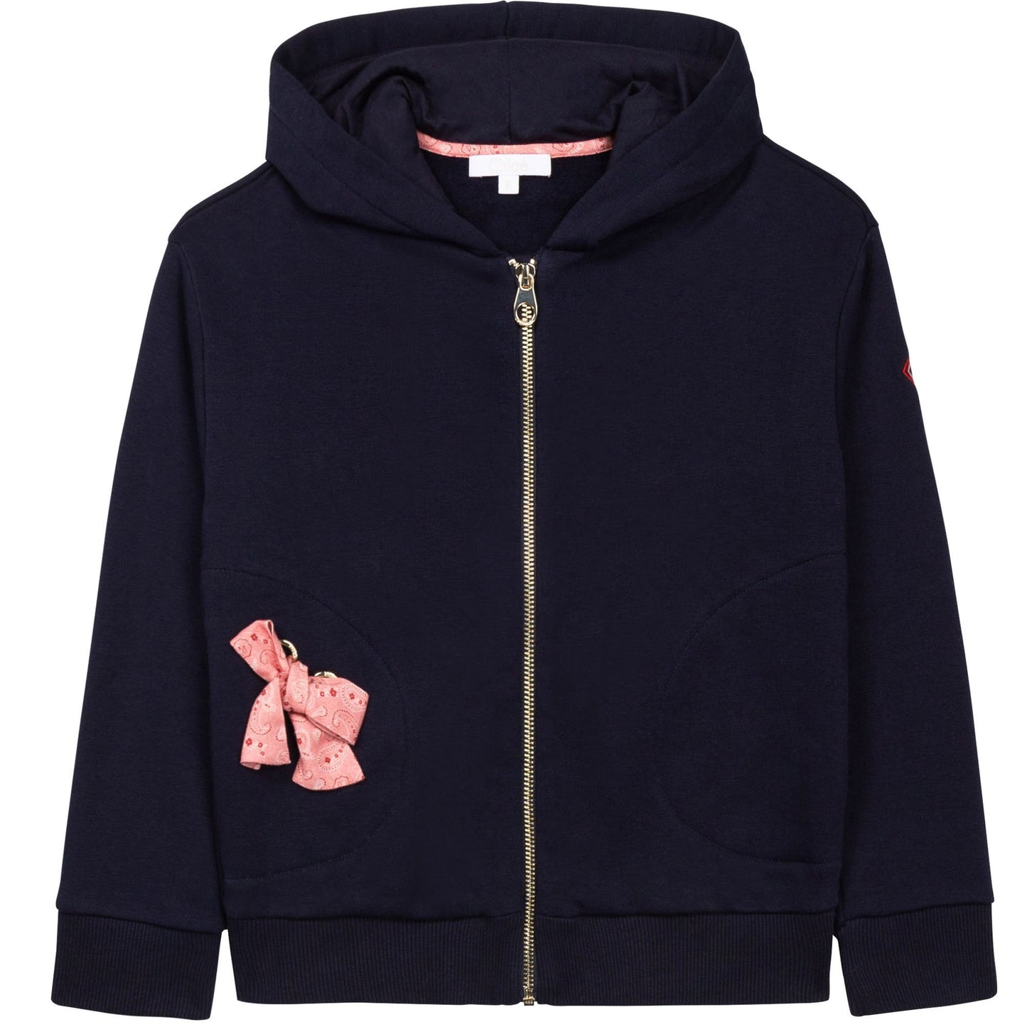 女童黑色连帽拉链上衣