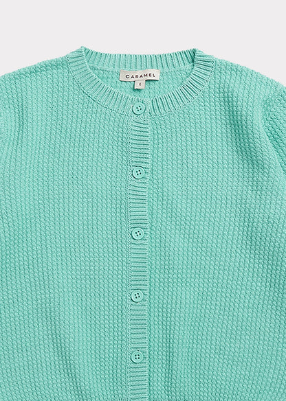 Girls Green Cotton Cardigan