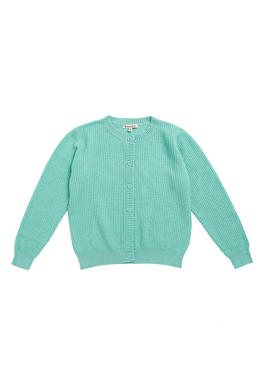 Girls Green Cotton Cardigan