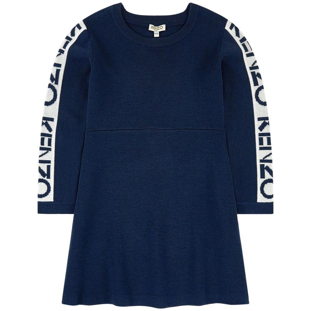 女童藏青色Logo针织连衣裙