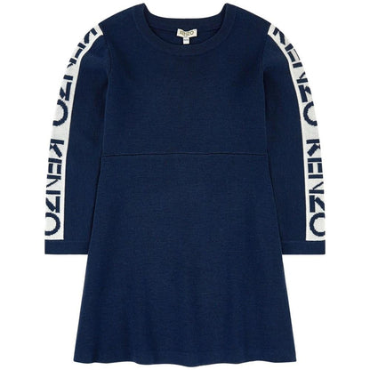 女童藏青色Logo针织连衣裙