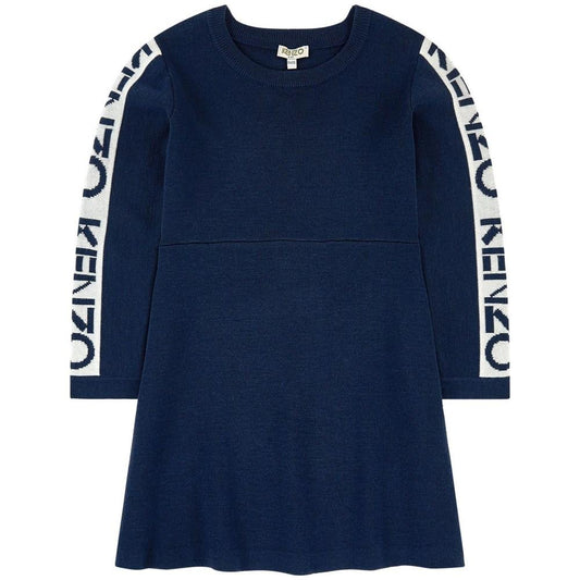 女童藏青色Logo针织连衣裙