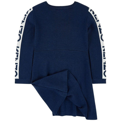 女童藏青色Logo针织连衣裙