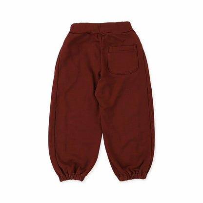 儿童酒红色棉长裤