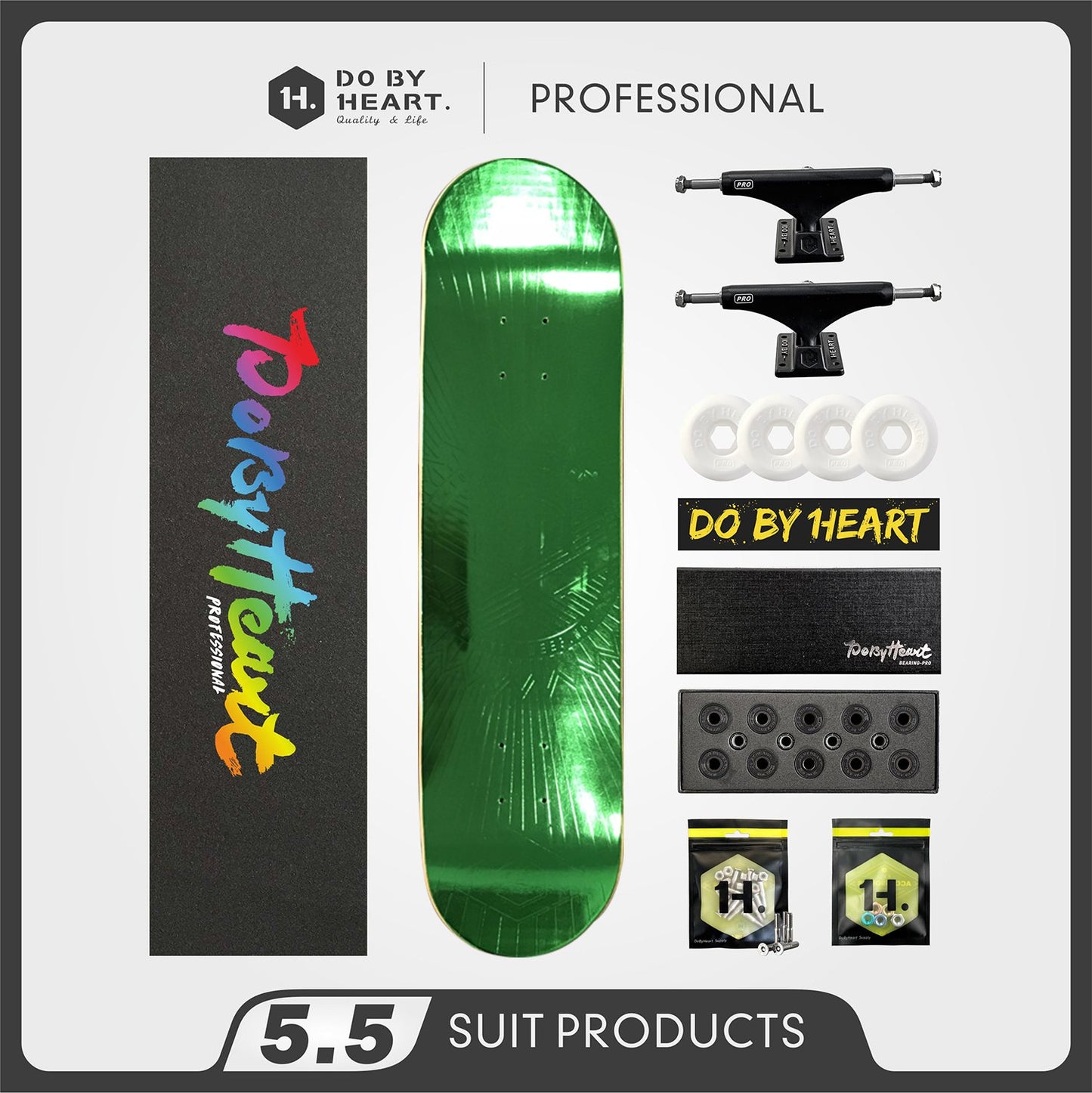 DBH 5.5 潘家杰签名款绿色滑板套装