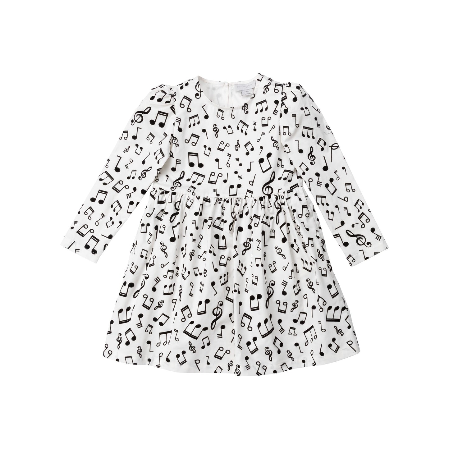 Girls Musical Notes Cream Cotton Dress