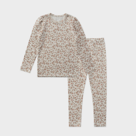 女童粉色碎花棉套装