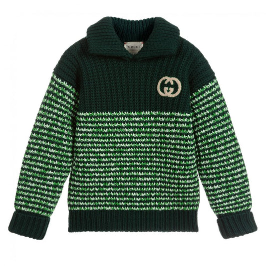 Boys & Girls Green Wool Jumper
