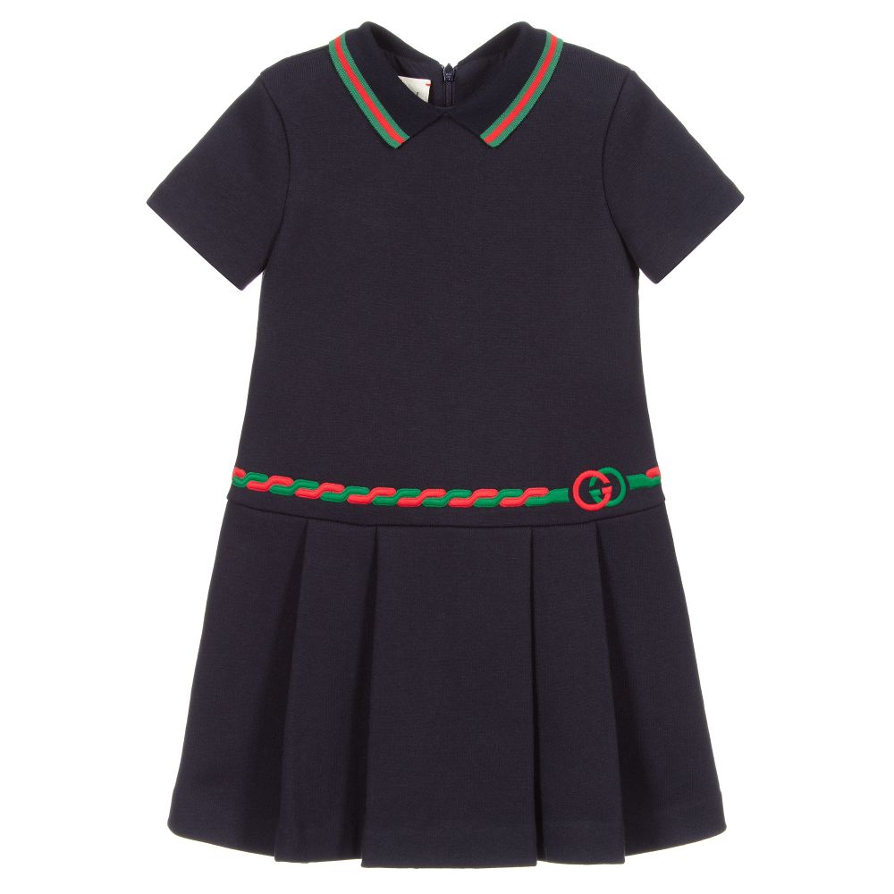 Girls Blue Classic Cotton Dress