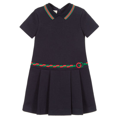 Girls Blue Classic Cotton Dress