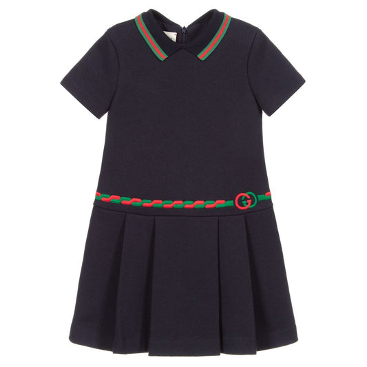 Girls Blue Classic Cotton Dress