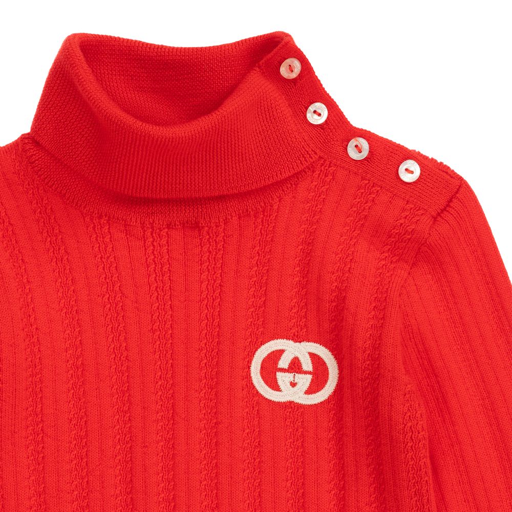 Baby Girls Red GG Wool Turtleneck