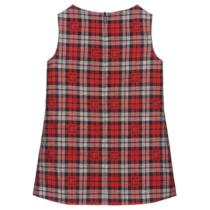 Girls Red Check Plaid Dress