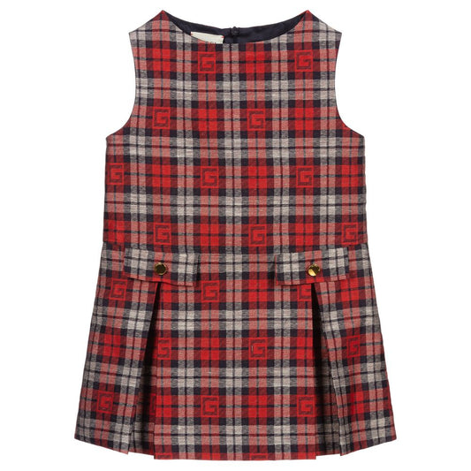 Girls Red Check Plaid Dress
