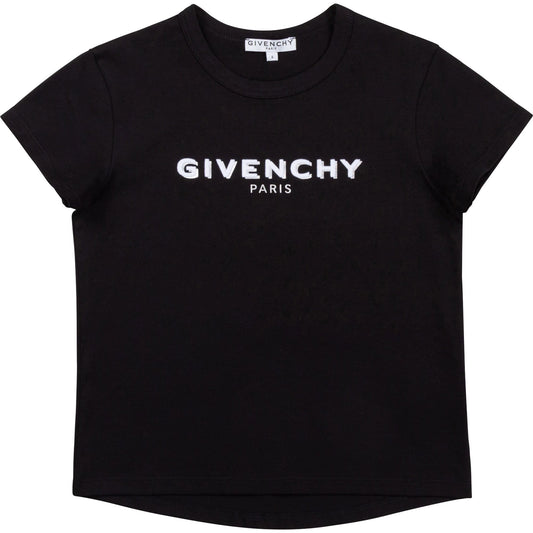 Girls Black Logo Cotton T-Shirt