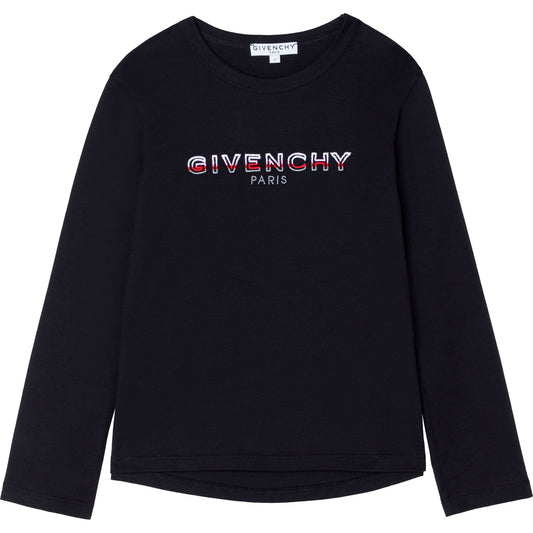 Girls Black Logo Cotton T-Shirt