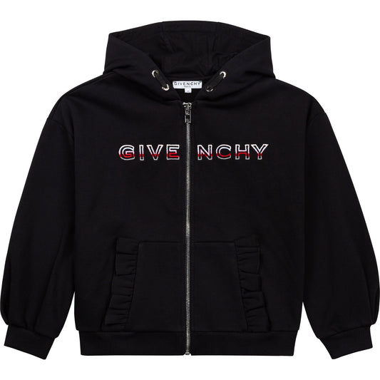 Boys & Girls Black Hooded Zip-Up Top