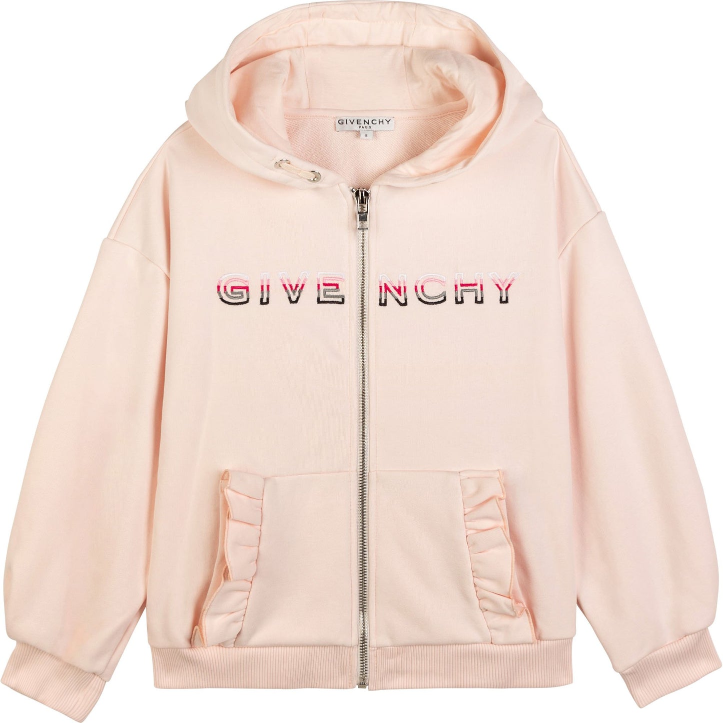 儿童粉色连帽拉链上衣