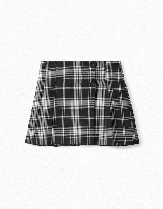 Girls Black Check Skirt