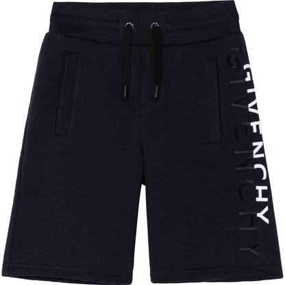 Boys Navy Logo Cotton Shorts