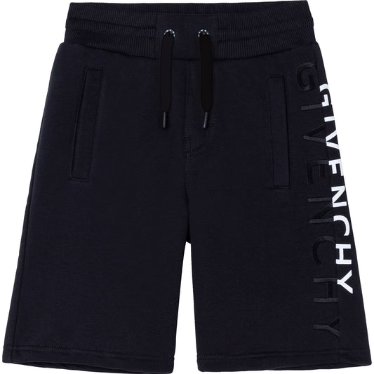 Boys Navy Logo Cotton Shorts