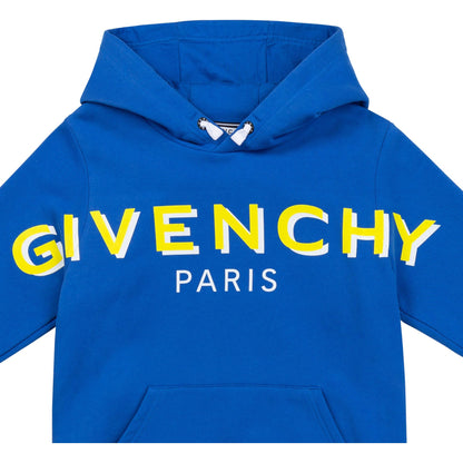 儿童蓝色连帽卫衣