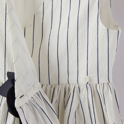 Girls White Stripe Dress
