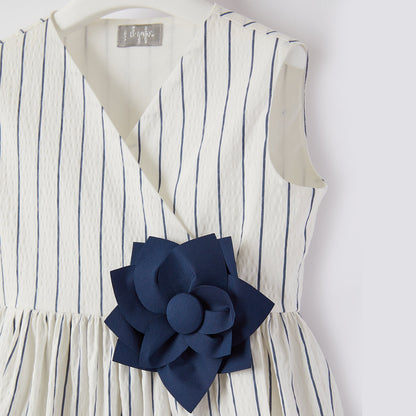Girls White Stripe Dress