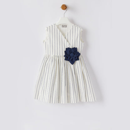Girls White Stripe Dress