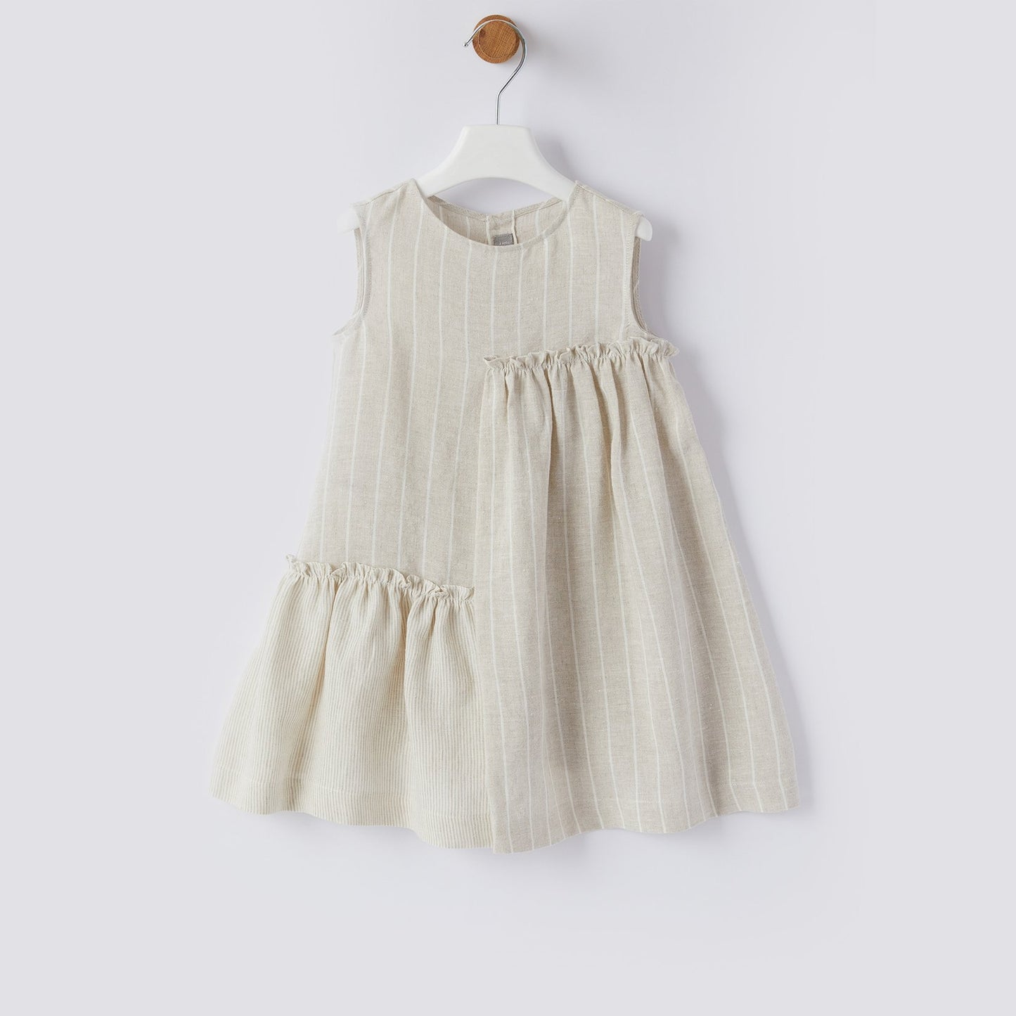 Girls Beige Sleeveless Dress