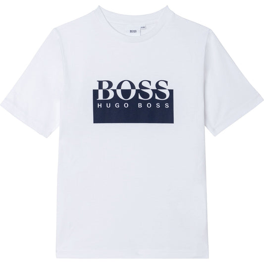 男童白色Logo棉T恤