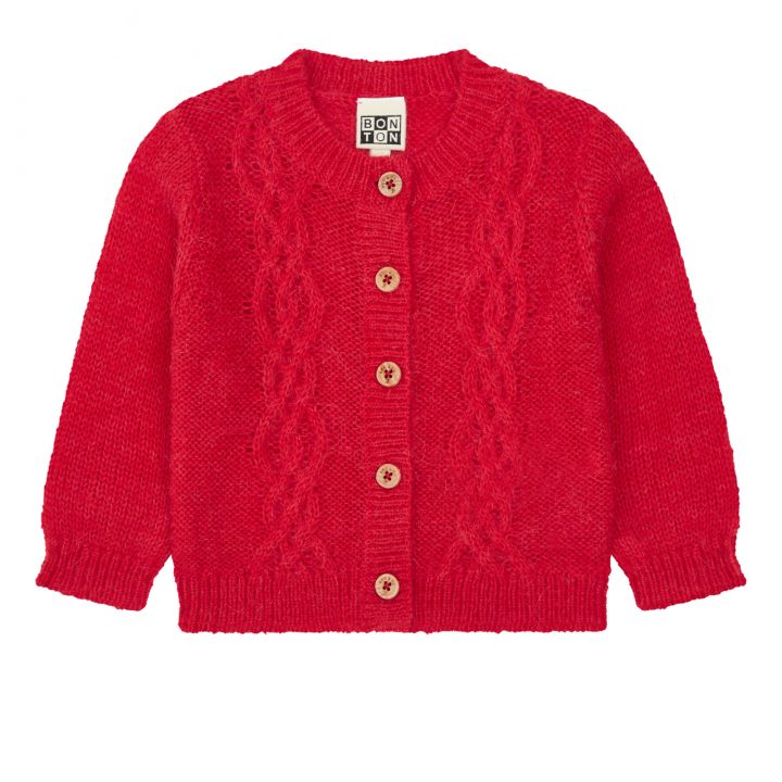 女童红色开衫