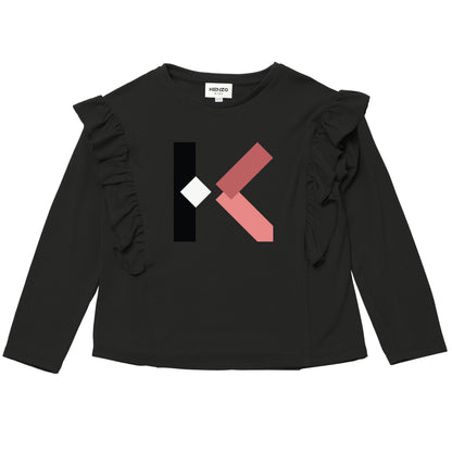 女童黑色Logo卫衣