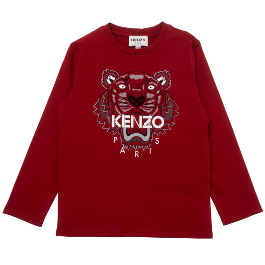 男童深红色虎头T恤