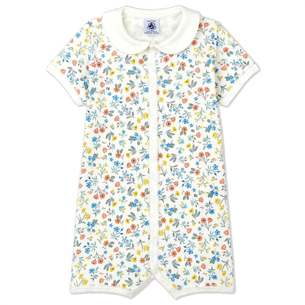 女婴白色棉连体衣