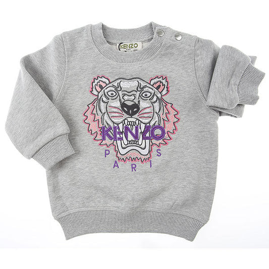 Baby Girls Grey Logo Print Sweatshirt