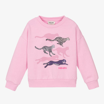 女童粉色猎豹卫衣