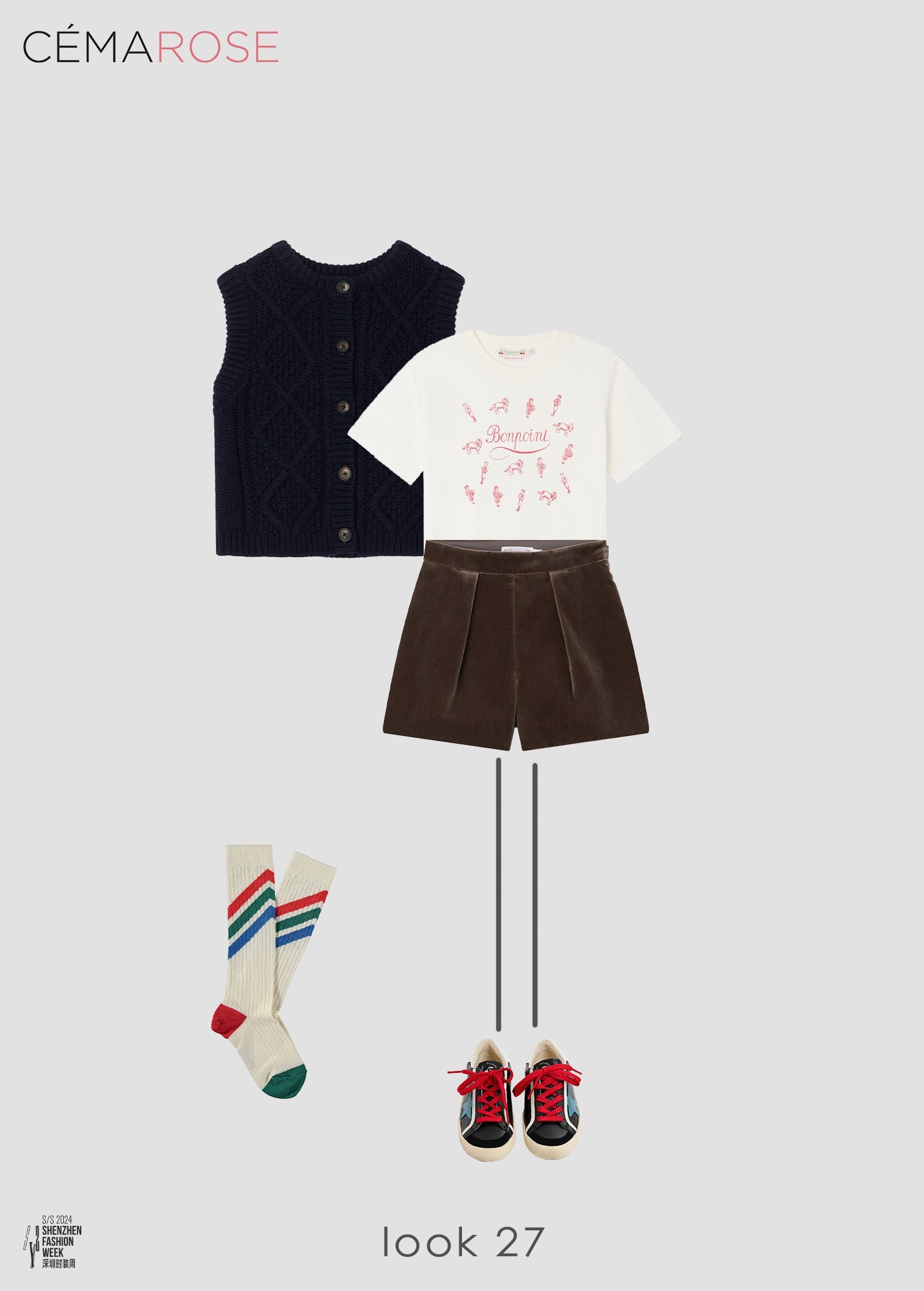 儿童白色条纹棉袜