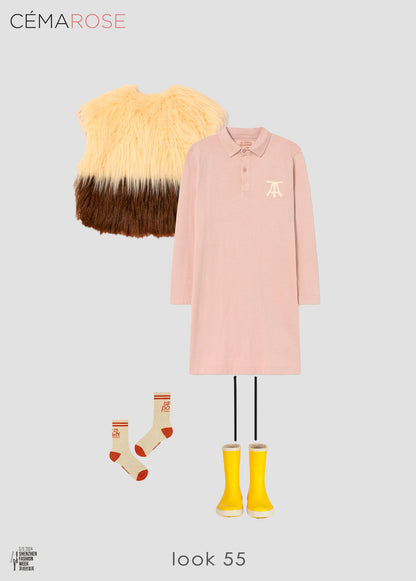 儿童米色Logo棉长袜